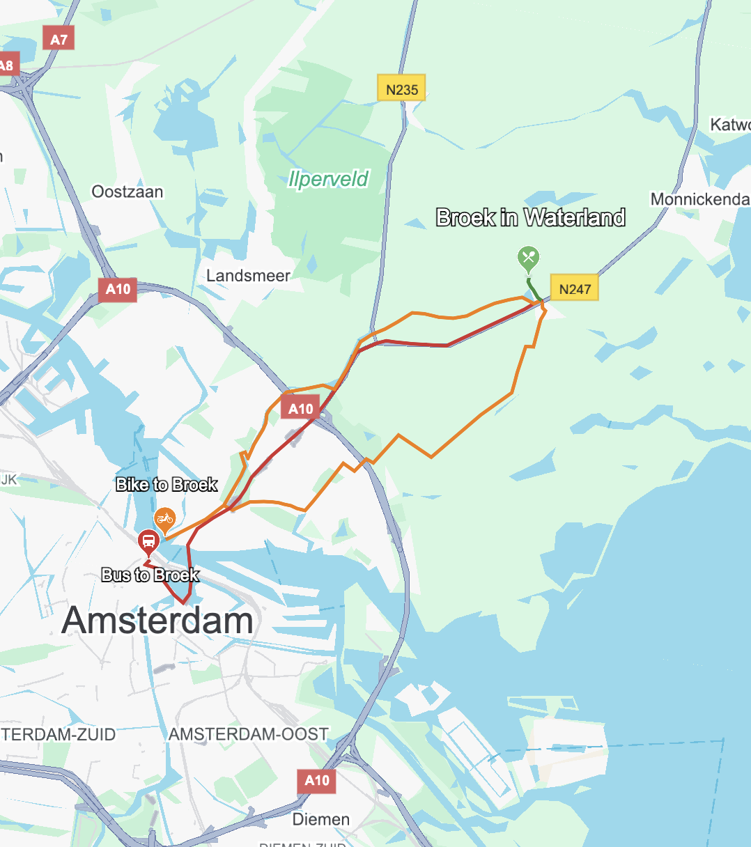Bike or bus from Amsterdam Central Station in 15 minutes.