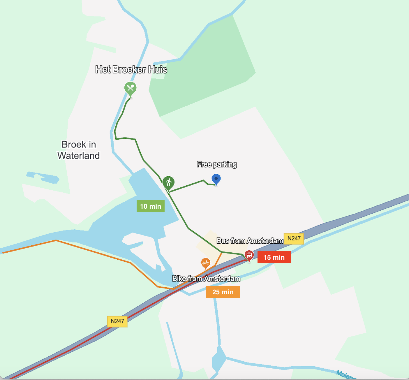 Walk from the busstop to het Broeker Huis in 10 minutes