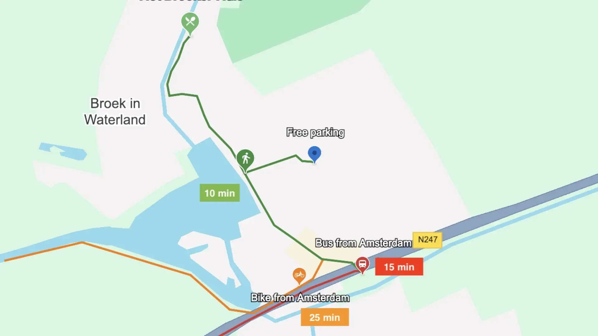 Met de bus, fiests of auto ben je in 15 minuten vanuit Amsterdam in Broek in Waterland